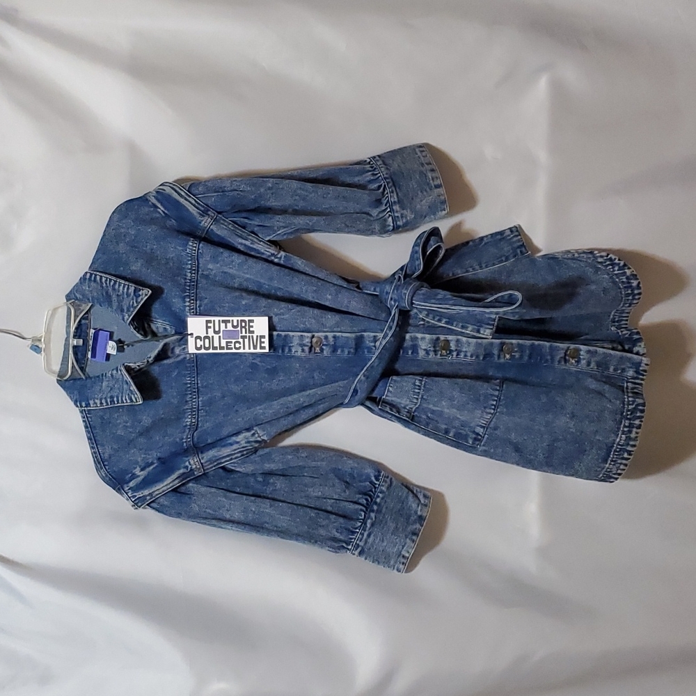 Future Collective with Kahlana Barfield Brown Long Sleeve Utility Denim Dress - Picture 9 of 16